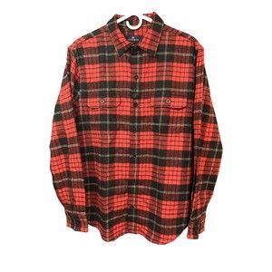 Rainforest Men's Heavyweight Flannel Shirt Black/Red‎ Plaid Size Medium